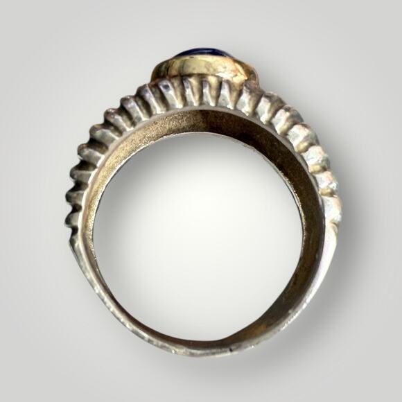 Vintage Sterling Silver & 18K Gold Ring 7,3g with Natural Star Sapphire sz 7 - Picture 3 of 11
